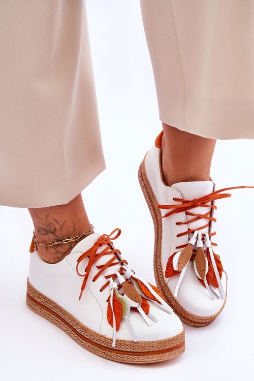 Skórzane Półbuty Maciejka 04550-11 Białe