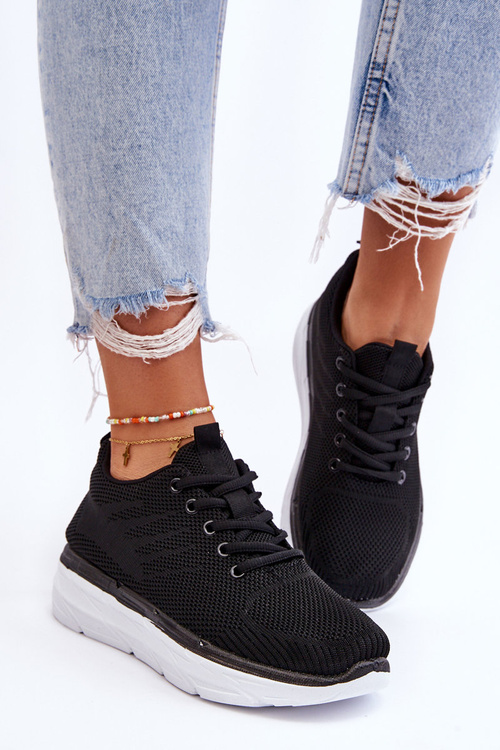 Damskie Sznurowane Buty Sportowe Czarne Lavarone