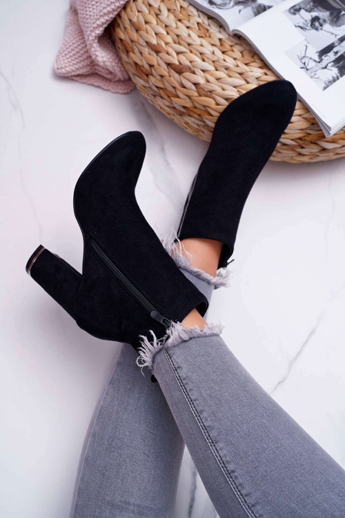 Botki Damskie Na Obcasie Czarne Domeno