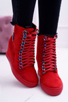 Damskie Sneakersy Lu Boo Ażurowe Zamszowe Czerwone Clamma