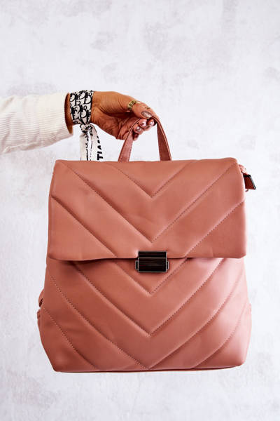 Skórzany Duży Pikowany Plecak Różowy Gwendie