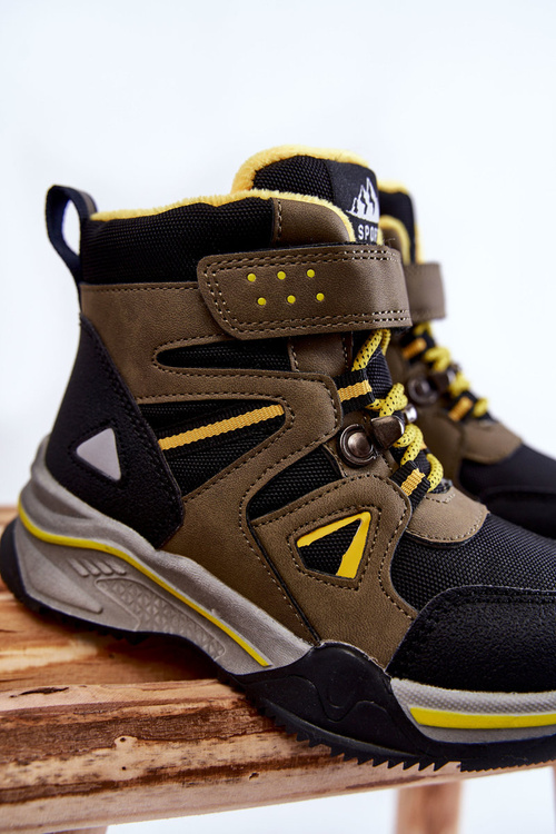 Dziecięce Botki Trapery Ocieplane Wełną Khaki Marco