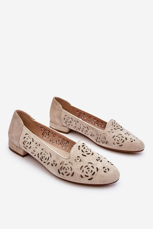 Ażurowe Mokasyny Sergio Leone BL627 Beżowe