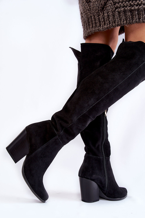 Damskie Zamszowe Kozaki Muszkieterki Lewski 2833 Czarne