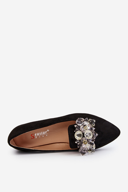 Damskie Mokasyny Z Ozdobami Na Płaskim Obcasie Czarne Sloane