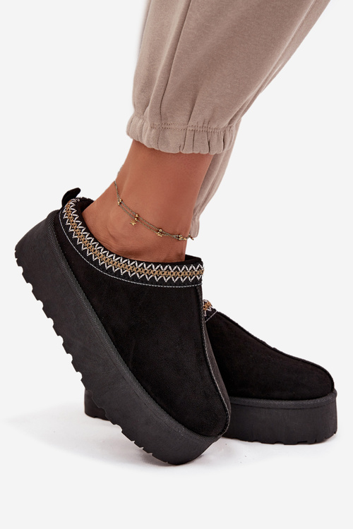 Śniegowce Damskie Z Ozdobnym Haftem Czarne Jenira