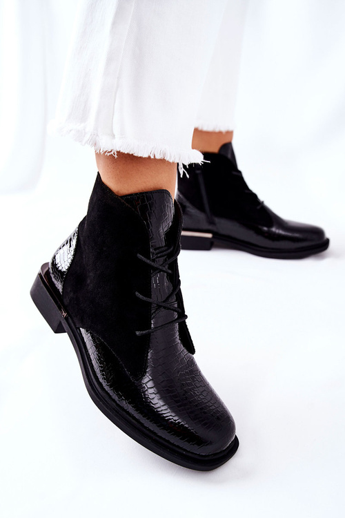 Zamszowe Botki Ocieplane Sergio Leone BT401 Czarne