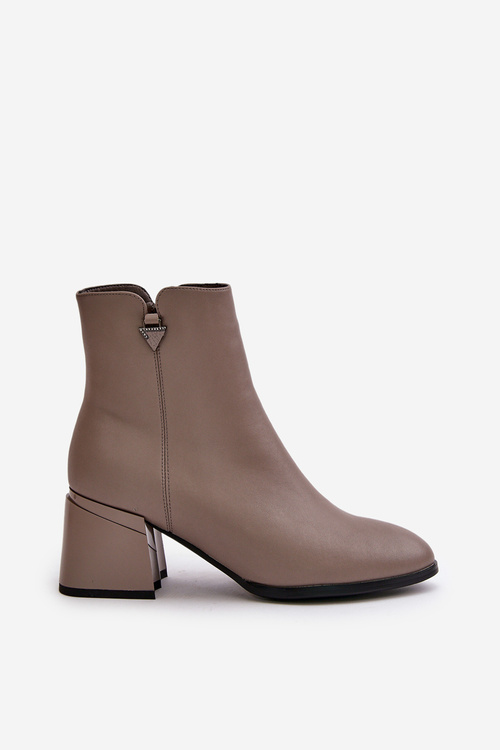 Eleganckie Ocieplane Botki Damskie Z Naturalnej Skóry Beżowe Vinceza 77106