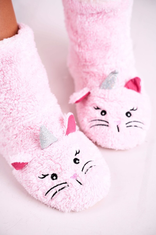 Damskie Papcie Ocieplane Kożuszkiem Różowe Nyan Cat