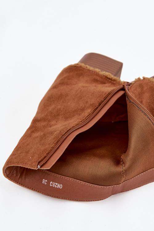 Botki Damskie Na Słupku Z Wywiniętą Cholewką Camel Idalia