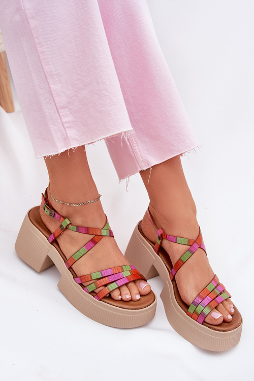 Skórzane Sandały Damskie Maciejka 06990-39 Multikolor