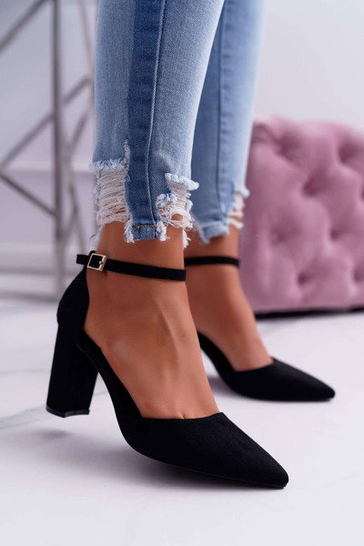 Czółenka Damskie Na Słupku Czarne Grette