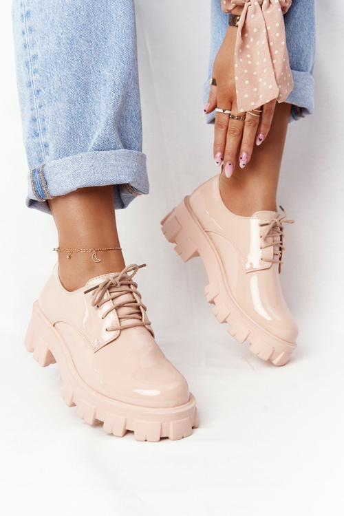 Damskie Półbuty Oxfordy Na Platformie Nude Imogen