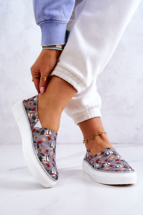 Damskie Tenisówki Slip On Memory Foam Big Star JJ276015 Szare