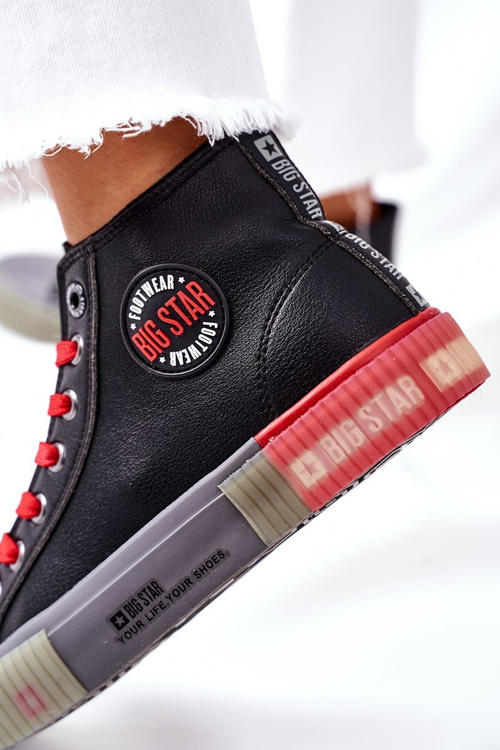 Skórzane Wysokie Trampki Big Star II274139 Czarne