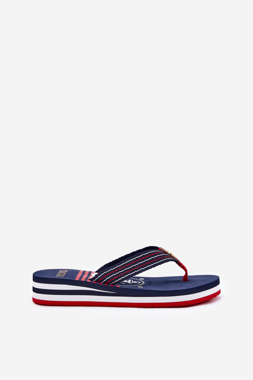 Damskie Klapki Japonki Na Koturnie Big Star RR274A126 Granatowe