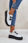 Buty Sportowe Damskie Na Platformie Skóra Naturalna Białe 41470 Vinceza