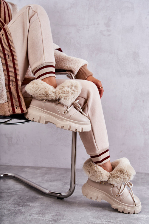 Ocieplane Botki Trapery Beżowe Charles