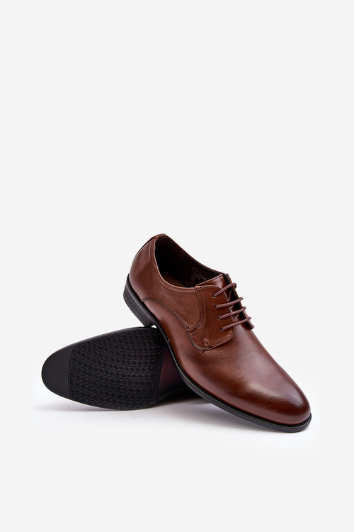 Męskie Skórzane Półbuty Brązowe Harene