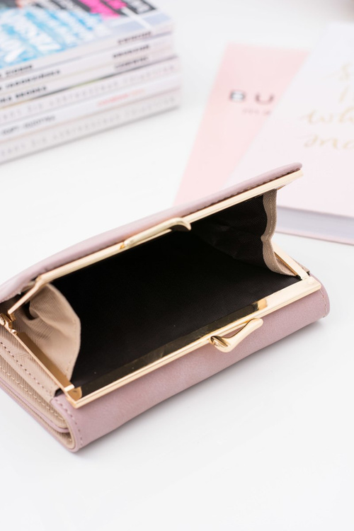 Mały Damski Portfel Na Bigiel Pudrowy Róż