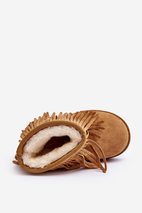 Ocieplane Botki Śniegowce Dziecięce Z Ozdobnymi Frędzlami Camel Nimia