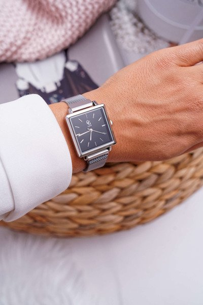 Damski Zegarek GG Luxe Srebrny Czarna Tarcza Terroso