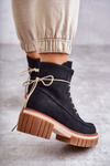 Damskie Modne Botki Ocieplane Czarne Gerda