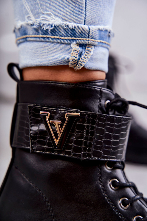 Skórzane Botki Na Suwak Z Ociepleniem Czarne Ramsey