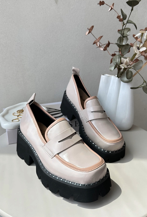 Skórzane Damskie Mokasyny D&A MR870-32 Beżowe