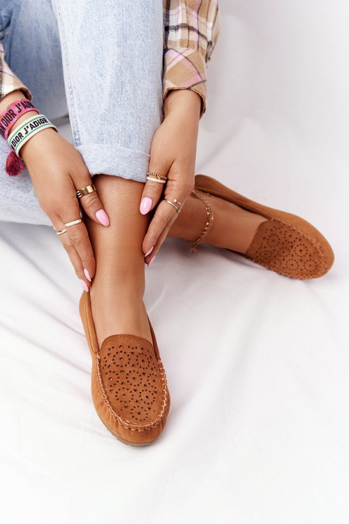 Damskie Zamszowe Mokasyny Camel Molly