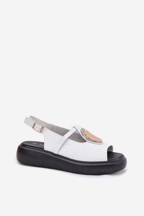 Skórzane Eleganckie Sandały Damskie S.Barski GR51-603 Białe