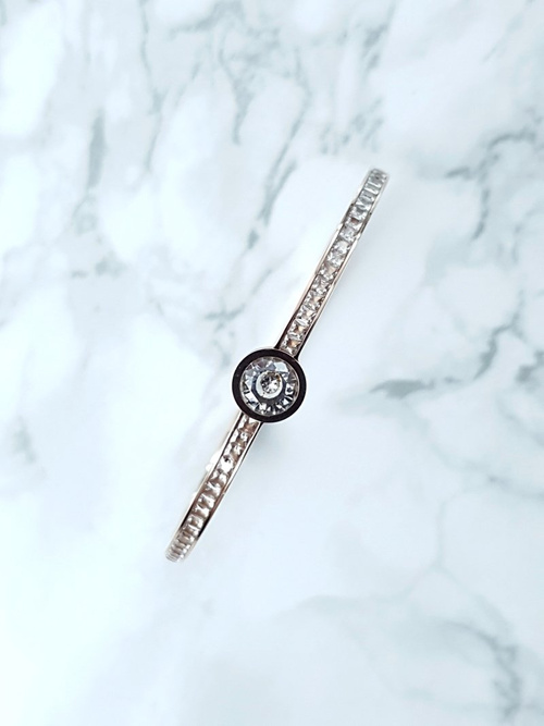 Damska Bransoleta Stalowa Kryształy Cyrkonie Różowe Złoto Quento