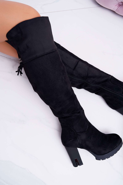 Kozaki Damskie Na Słupku Zamszowe Ocieplane Velkor