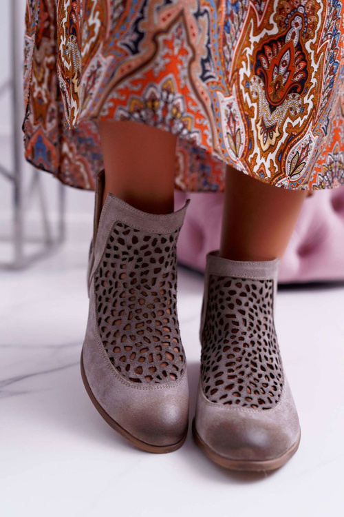 Botki Damskie Wiosenne Kowbojki Szare 2366 Draw