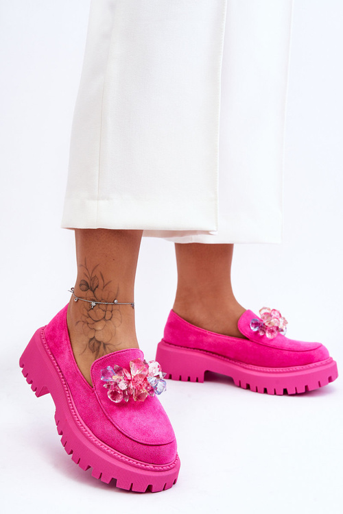 Damskie Mokasyny Z Ozdobnymi Kryształami Różowe Avril