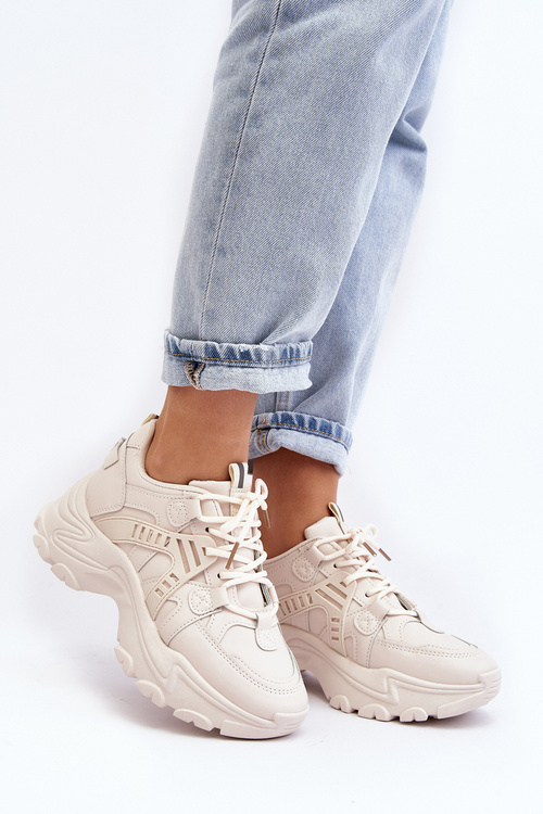 Masywne Damskie Buty Sportowe Sneakersy Beżowe Toderus