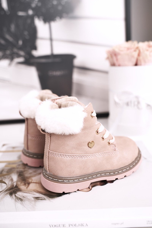 Dziecięce Ocieplane Trapery Botki Różowe Maestro