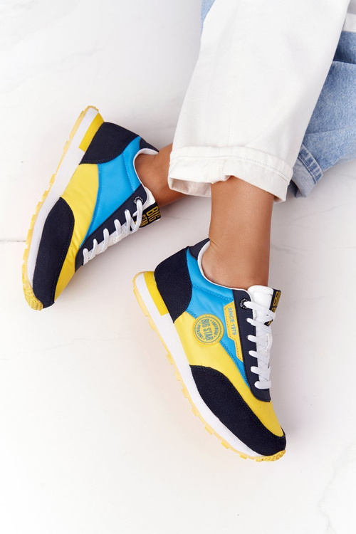 Damskie Sportowe Buty Memory Foam Big Star HH274525 Żółto-Niebieskie