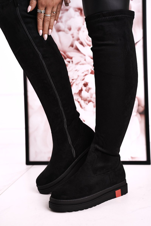 Damskie Kozaki Za Kolano Zamszowe Czarne Gracelyn
