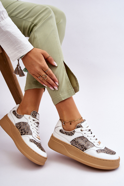 Damskie Wygodne Buty Sportowe GOE LL2N4052 Biało-Beżowe