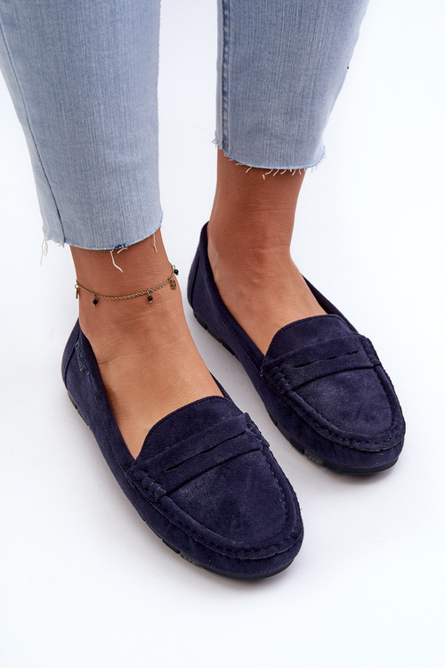 Mokasyny Damskie Eko Zamszowe Big Star NN274931 Memory Foam System Granatowe