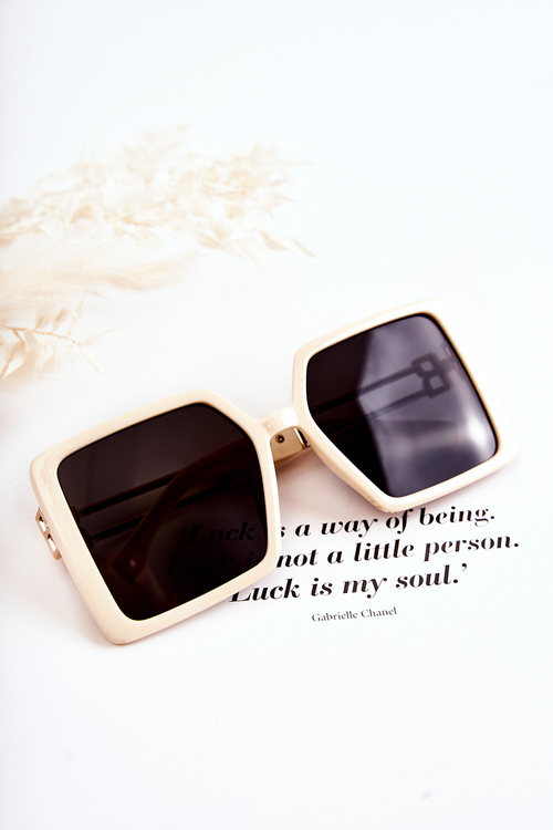 Kwadratowe Okulary Przeciwsłoneczne V130042 Jasnobeżowe