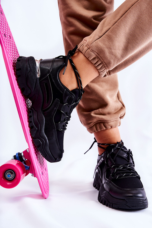 Damskie Sneakersy Sportowe Buty Czarne Sheron