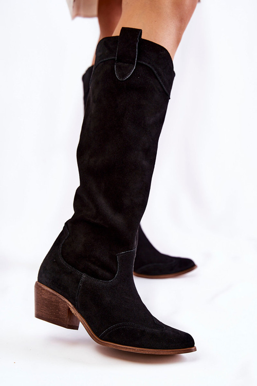 Damskie Kozaki Na Obcasie Lewski Shoes 3235 Czarne