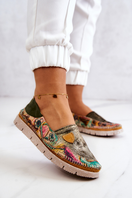 Damskie Skórzane Mokasyny Maciejka 05434-09 Zielone