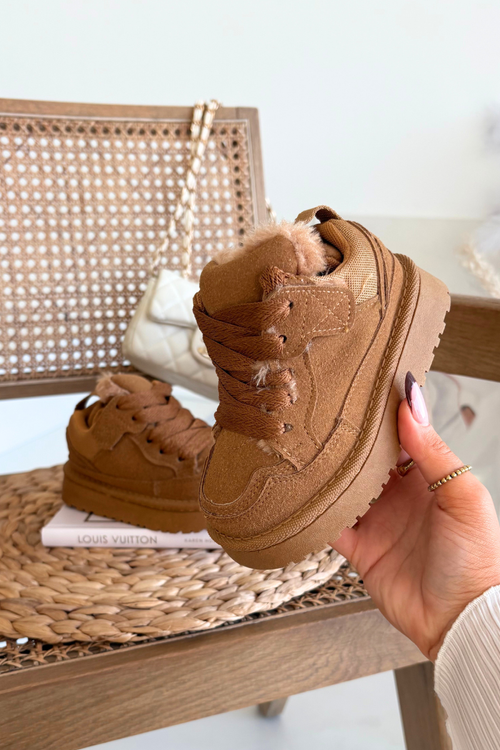 Dziecięce Sneakersy Ocieplane Futerkiem Camel Mireen