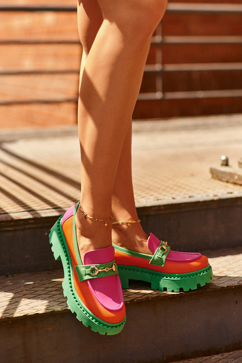 Zazoo 3476 Mokasyny Skórzane Damskie Zielone