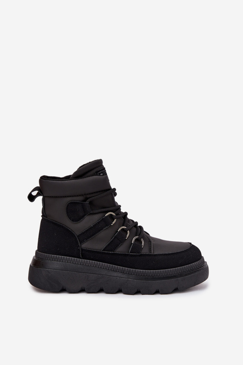 Damskie Botki Trapery Na Platformie Czarne Liorae