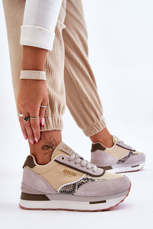 Modne Sneakersy Memory Foam System Big Star LL274364 Beżowe