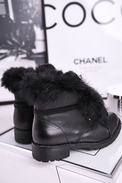 Dziecięce Ocieplane Botki Z Futerkiem Czarne Ella